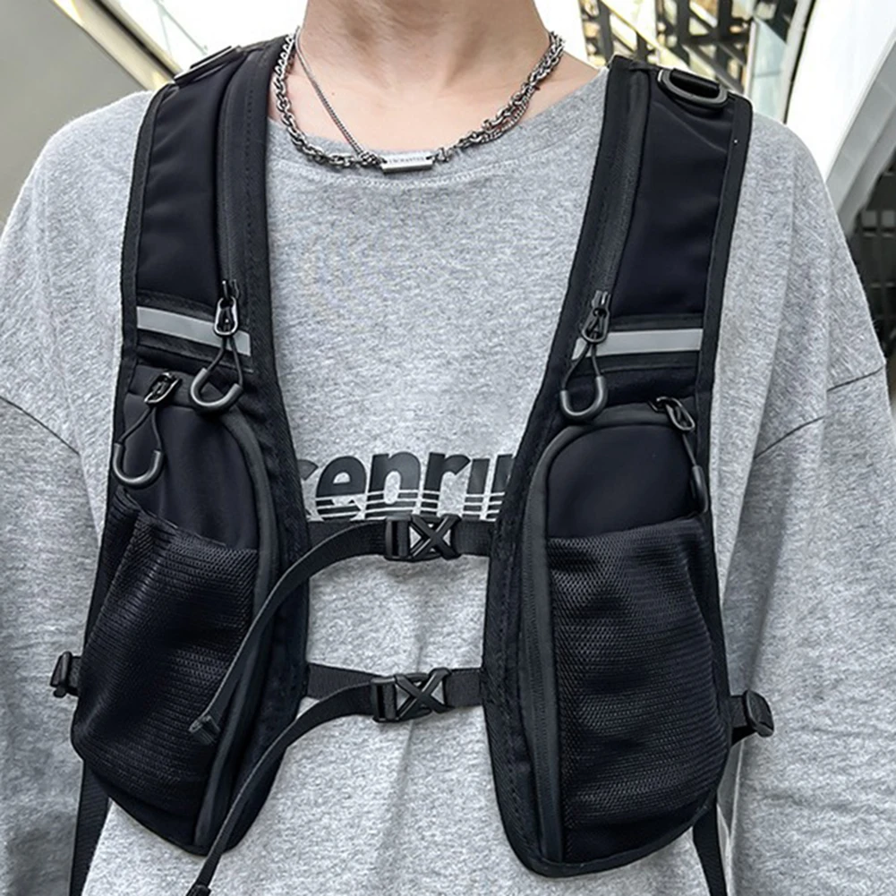 Functional Tactical Vest Chest Bag Lightweight Backpack Vest Pocket & Extra Storage Fashion Waistcoat For Cycling Running
