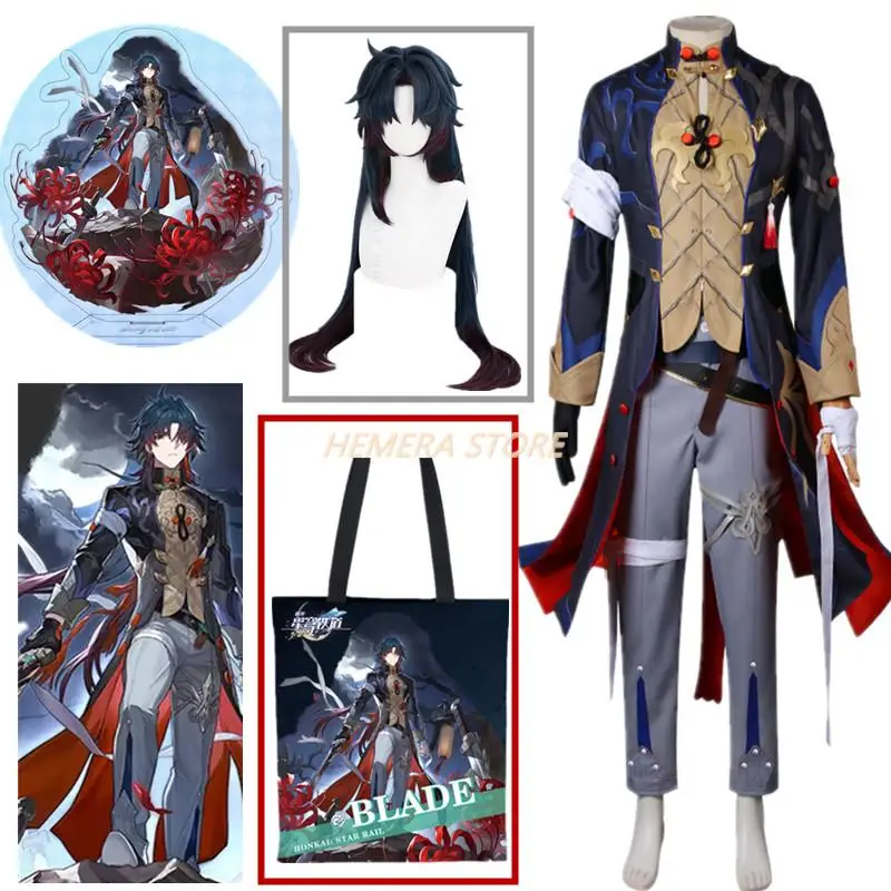

Honkai Star Rail Blade Cosplay Costume Wig Game Uniform Earrings Stellaron Hunters Astral Halloween Party Women Men Wig