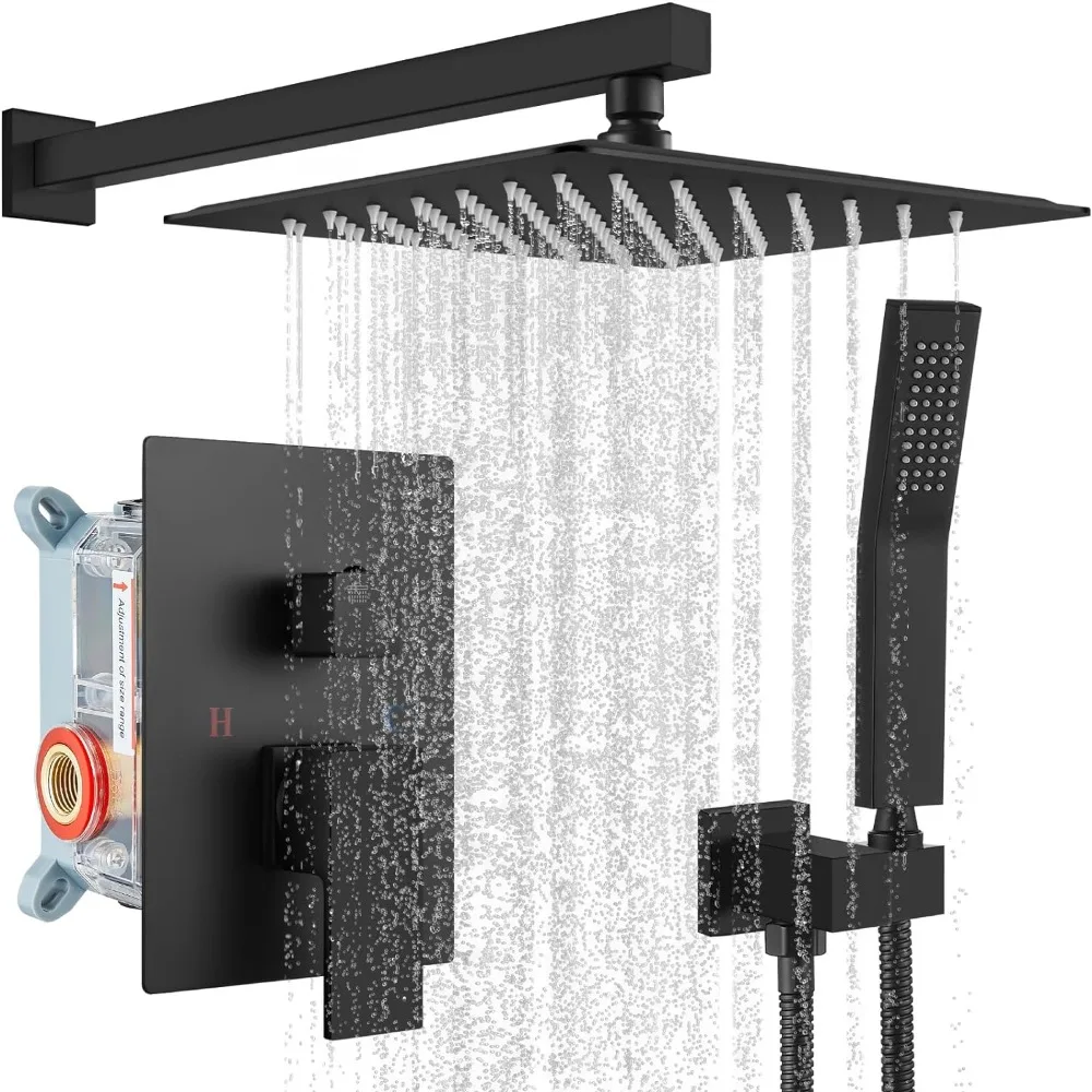 

Rainfall Shower Head,Bathroom Luxury Rain Mixer Shower Complete Combo,Set Wall Mounted High Pressure 10 inch Shower Head