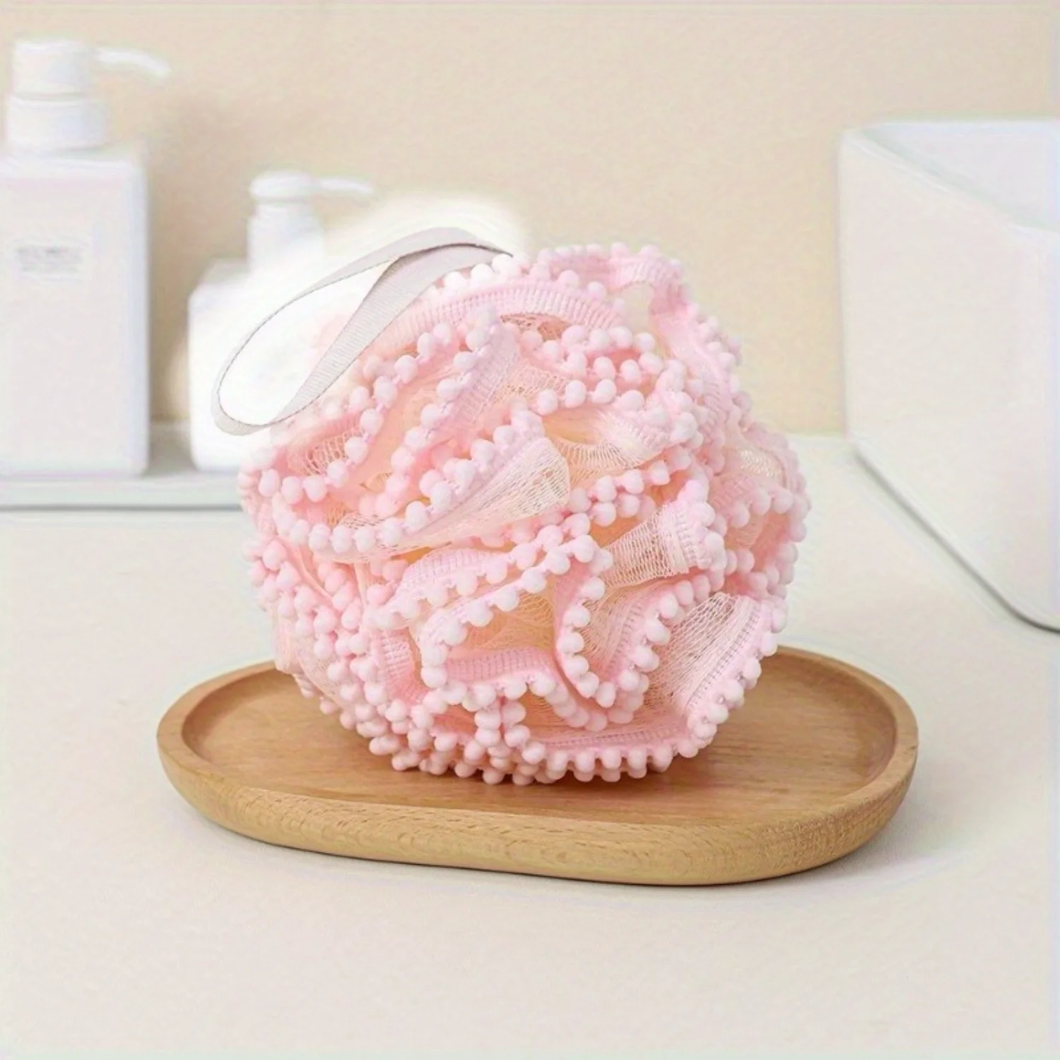 1/2pcs Mesh Shower Loofah, Rich Foam Bath Ball, Wipe Net Flower, Soft Bathroom Foaming Accessorioes,