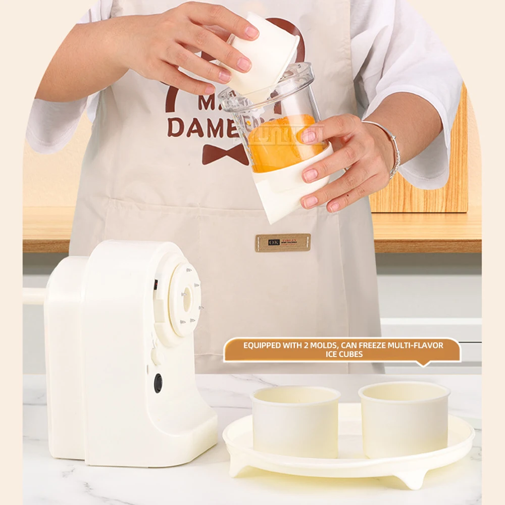 Household Portable Smoothie Ice Crusher with Ice Cube Tray Electric Shaved Machine