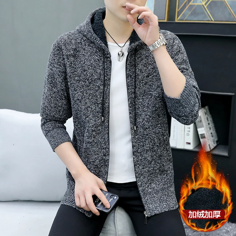 New Men's Sweaters Autumn Winter Warm Cashmere Wool Zipper Cardigan Sweaters Man Casual Knitwear Sweatercoat Male Clothes