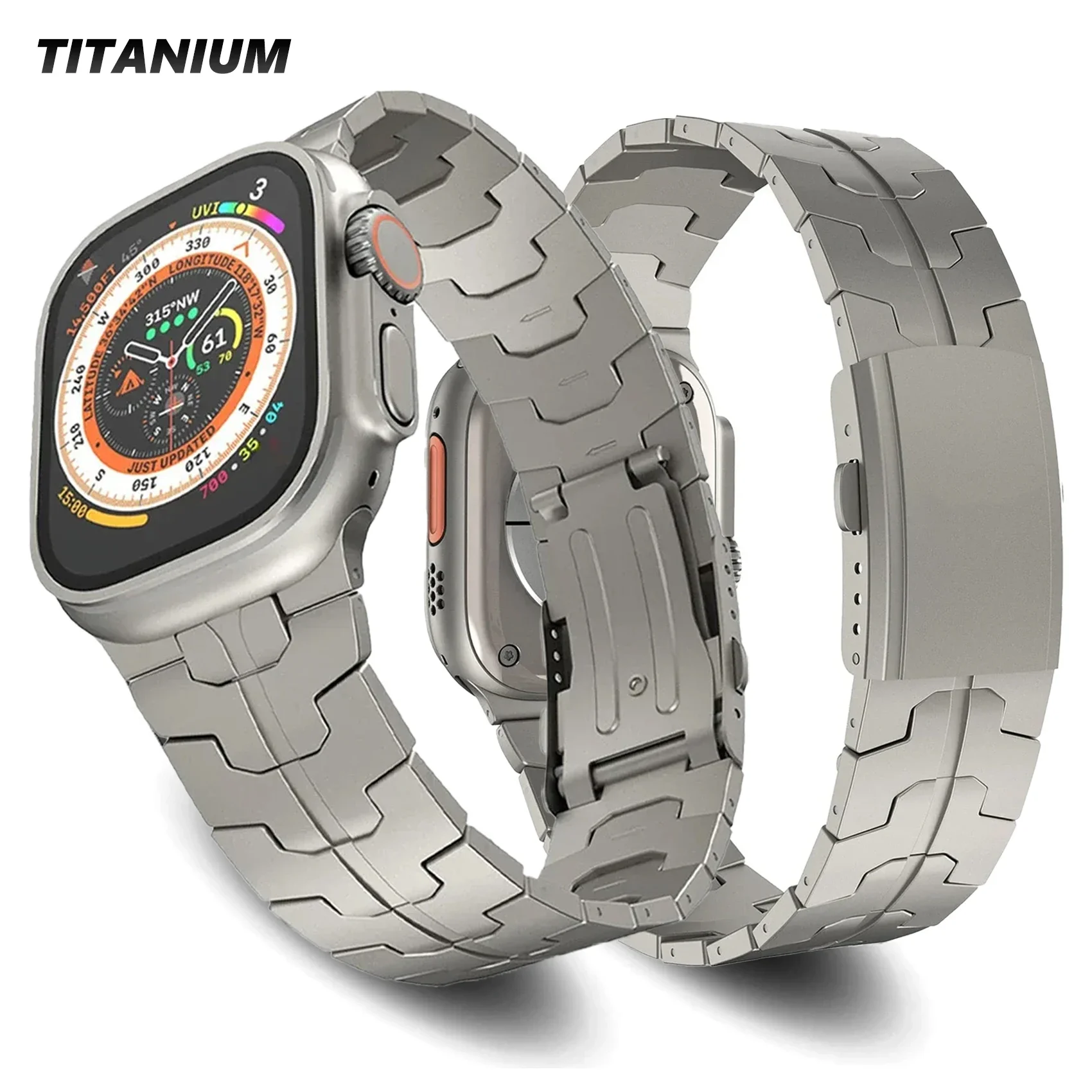 

Titanium Correa Men Strap for Apple Watch 49mm 45mm 40 41mm 44mm Ultra 2 Band for iWatch Series 9 8 7 6 Se 5 4 38 42mm Bracelet