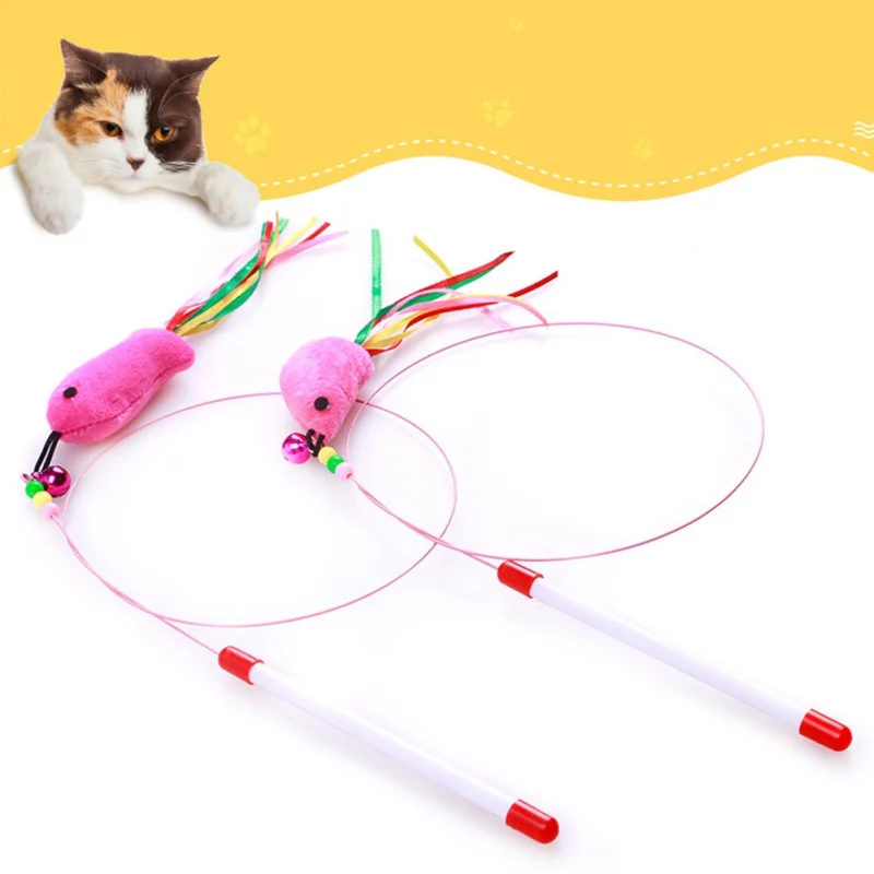 

Cat Wand Toys with Bell for Kitty Kitten Cat Pet Toy Steel Wire Chaser Wand Teaser Cat Play Toys Fun Interactive Cat Toy