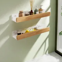 Wooden Storage Holders & Racks，Room Storage Shelves Wall-Mounted Punch, Seasoning Board shower Storage Rack，bath shelf organizer 1
