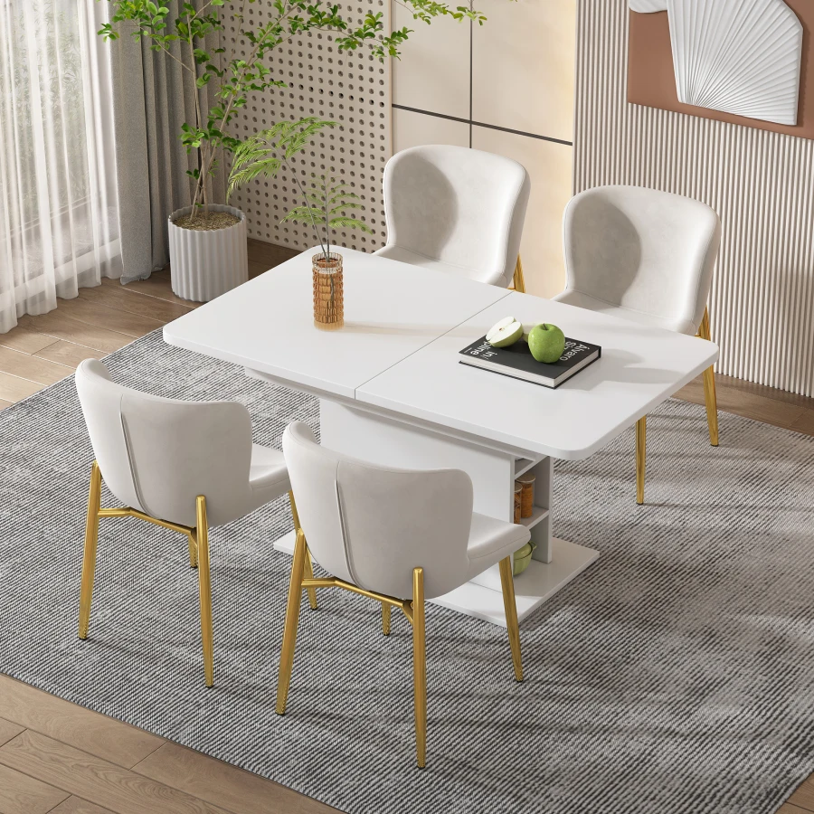 Juego De mesa De Comedor grande y moderna, set De 4 sillas, tocador redondo  para maquillaje, cocina, muebles De jardín - AliExpress