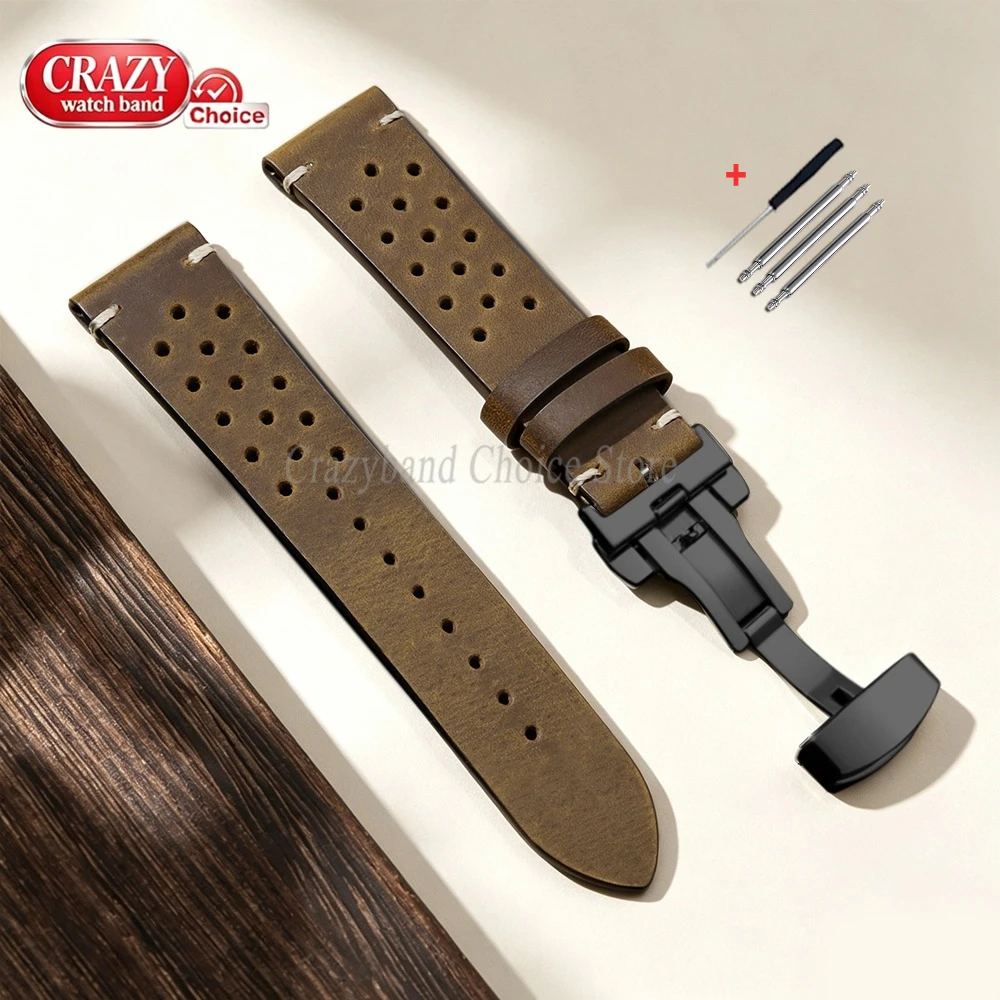 Elegant Handmade Leather Watch Band - Premium Cowhide in Brown & Black