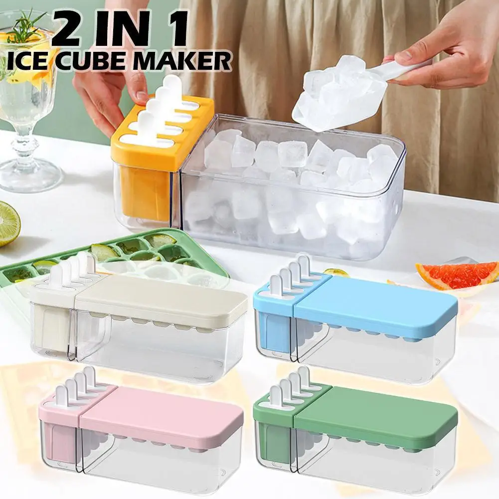 

Creative 24 Grid Double-layer Ice Cream Mold 2-in-1 Storage Lid Large Ice Capacity With DIY Grade Box Food S0Z2