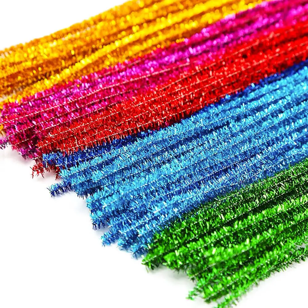 Mixed Color Plush Glitter Chenille Cleaners Wired Stems Pipe Plush Sticks Kids DIY Handmade Decor Creative Crafts Toy Accessoriy