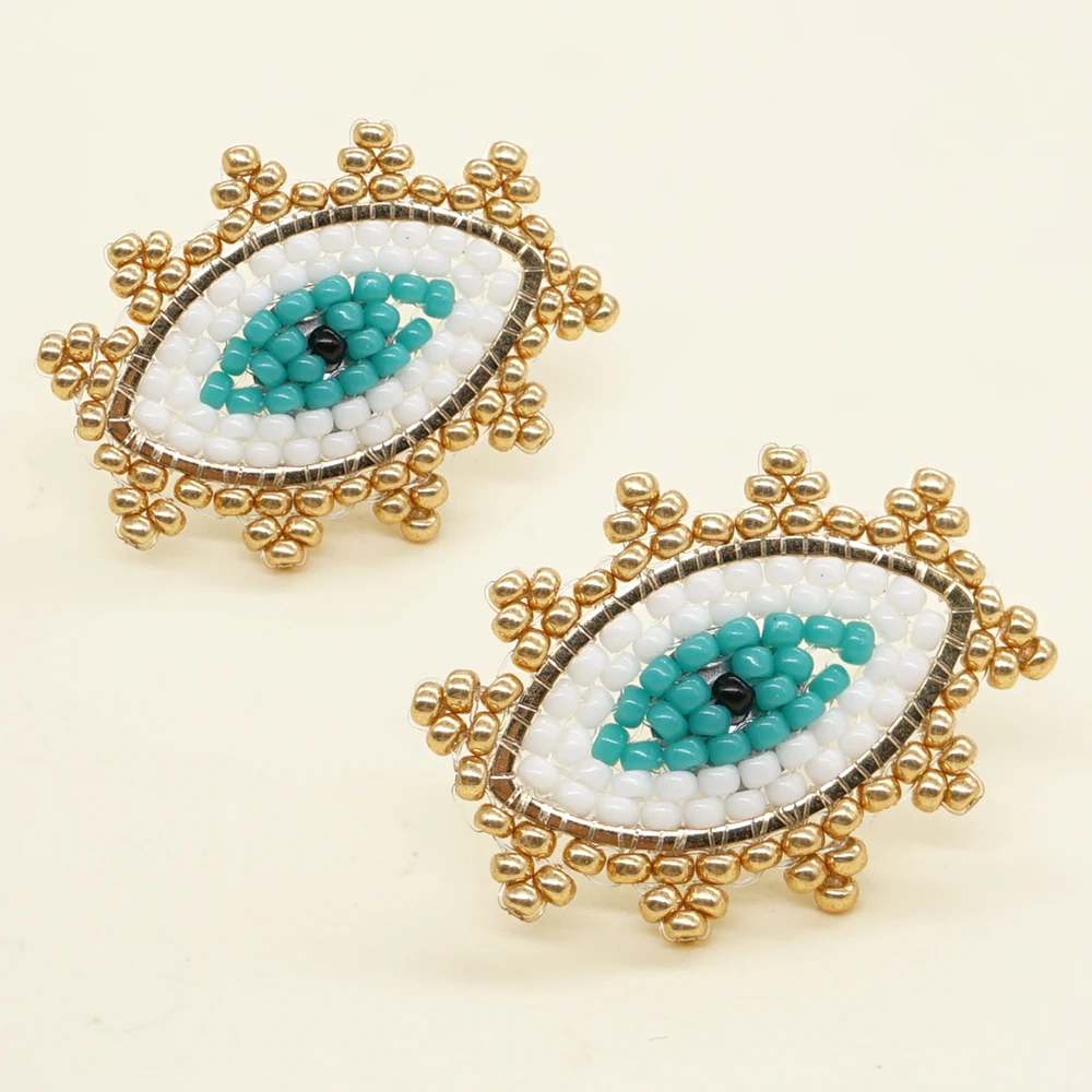 

YASTYT New Arrival Eye of Evil Stud Earrings Bohemia Jewelry Miyuki Beads Braided Gifts For Ladies