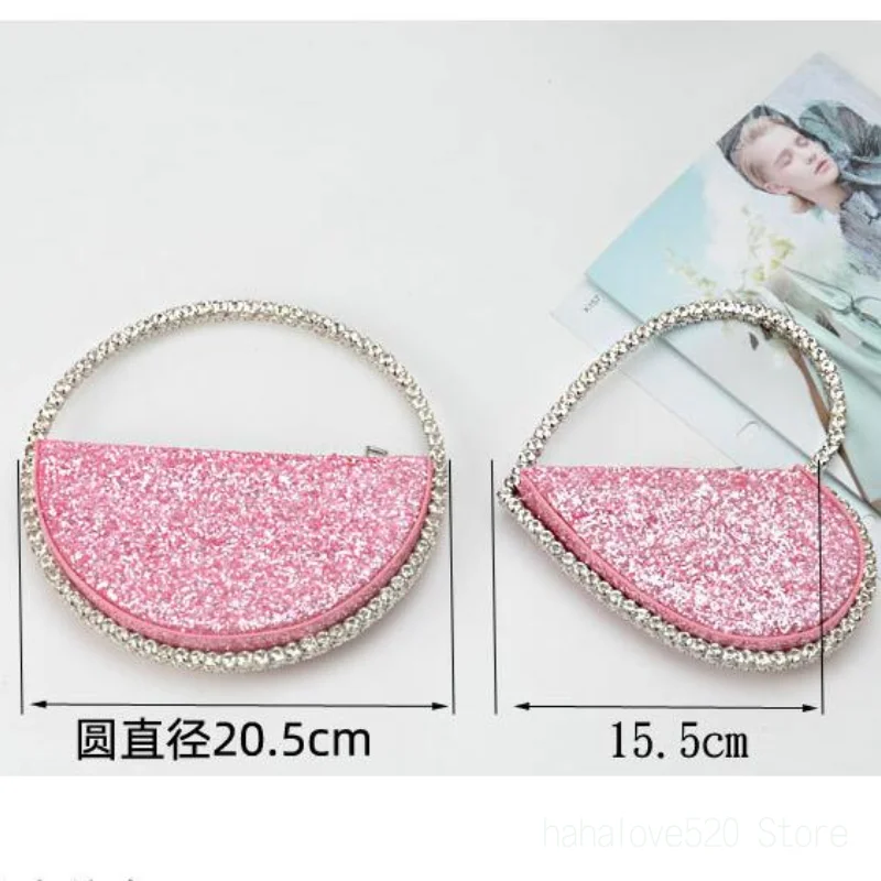 Women Sequined Round Heart-shaped Clutch with Rhinestones Rhinestone Dinner Bag Clutch for Party Wedding Banquet Cocktail Party