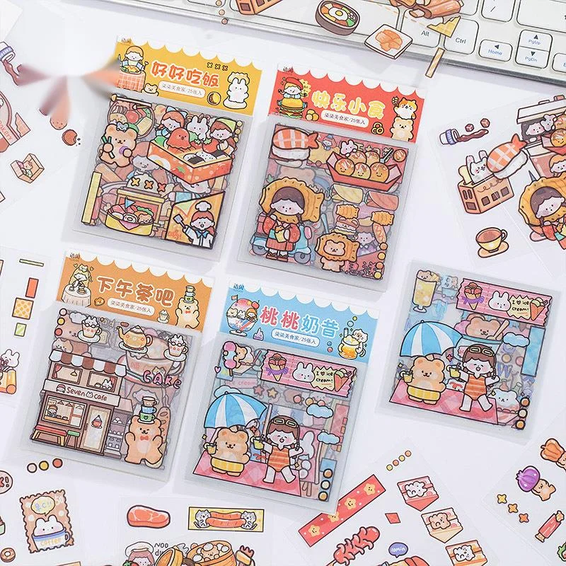 

25sheet Planner Food Series Stickers Set Kawaii Cartoon Diary Album Stationery Home DIY Laptop Decor Notebook Sticker New