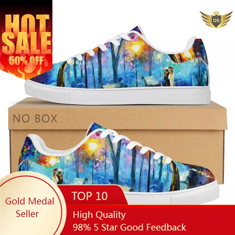 Famous Van Oil Painting Men Shoes Casual Sneakers  College Walking Footwear for Unisex Lace Up New Dropshipping