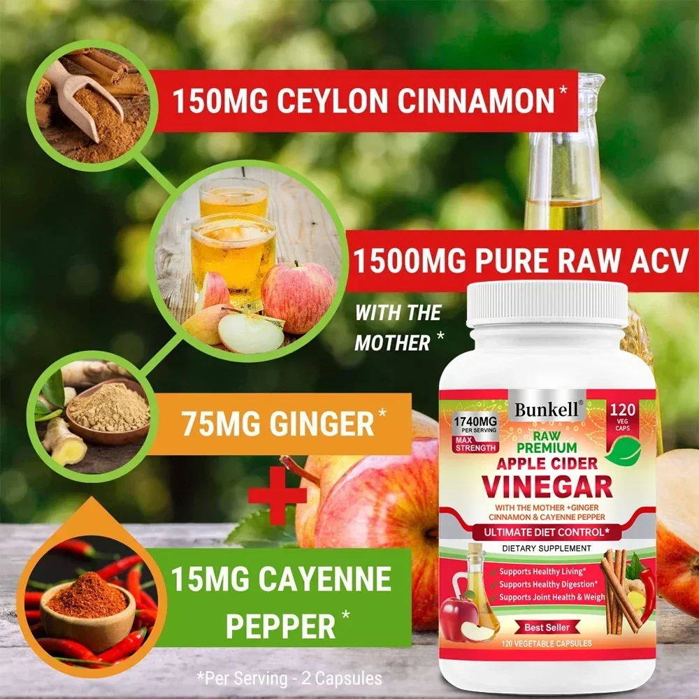 Apple Cider Vinegar Capsules-Max with Cinnamon Ginger Paprika Natural Detoxifier to Help Metabolism