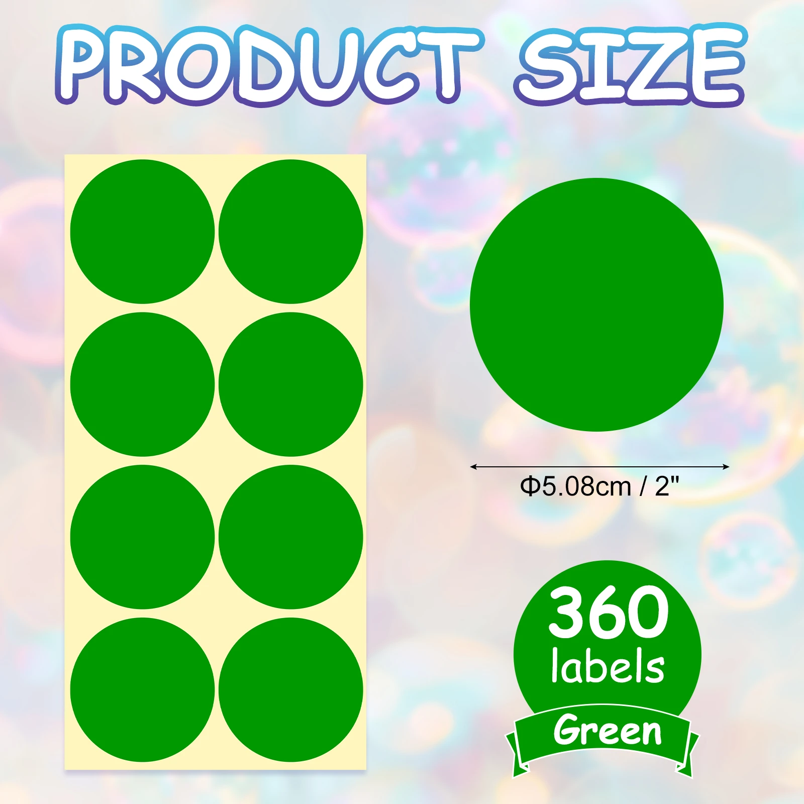 360개 2인치 원형 컬러 도트 스티커 라벨 원형 가격 스티커 접착식 원형 태그 코딩 라벨 정리용