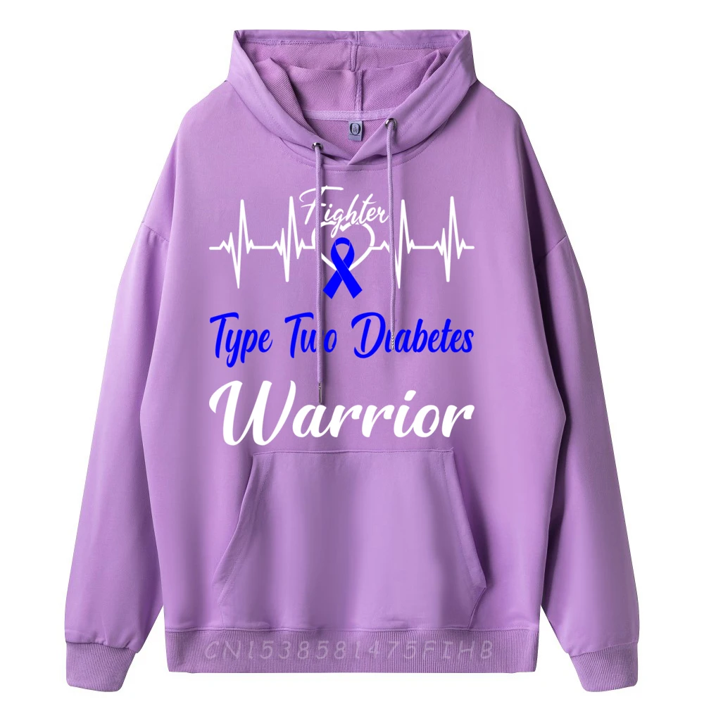 Hoodies Type Two Diabetes Diabetic T2D Hoodies Summer Retro Casual long Sleeve Round Collar Man Sweatshrt Casual Type Two Diabetes Diabetic T2D Fighter Warrior Heartbeat qianzi