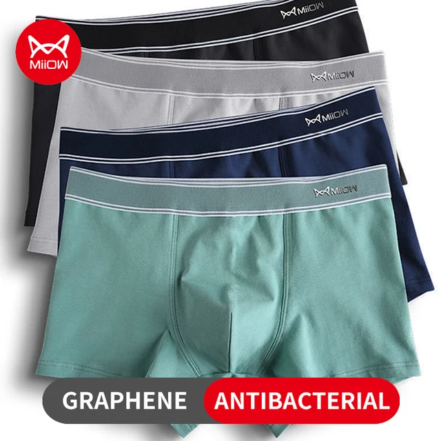 MiiOW 3 pièces coton hommes culottes sous-vêtements masculins respirant homme Boxershorts graphène antibactérien hommes caleçons hommes Boxer troncs 1