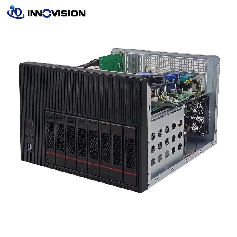 Huge storage? 8bays NAS server i3 i5 i7 Pentium Processor DDR4 ram 1*NVMe SSD? 2 GBe LANS3*Half height expand slot