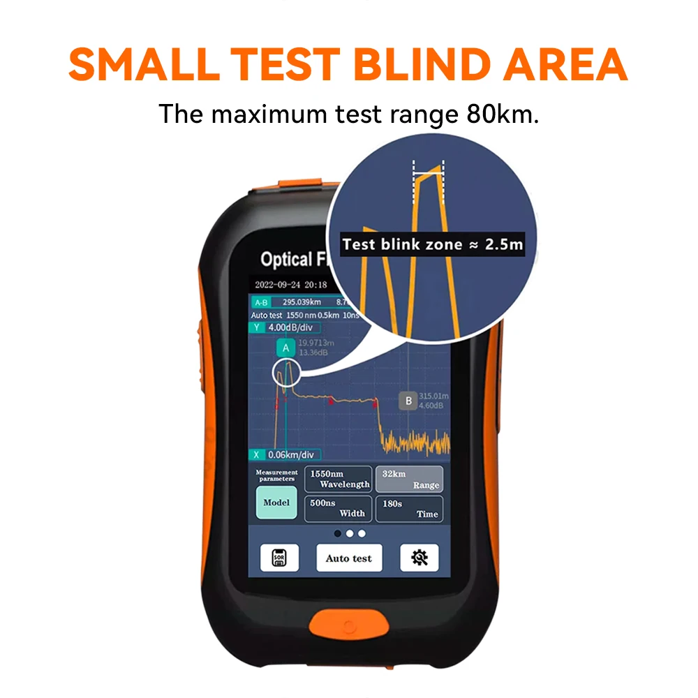 FCST Mini OTDR NK2800 5-IN-1 Active Fiber 1510nm Fiber Optic Reflectometer and VFL OLS OPM EventMap 20/22dB 60/80Km