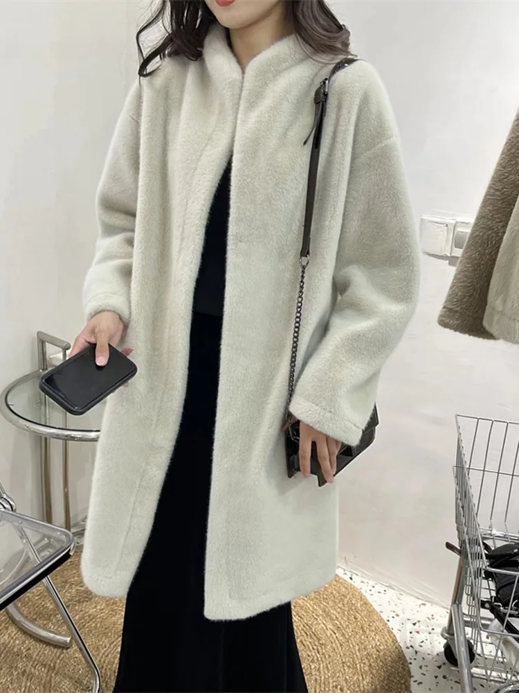 Faux Fur Coat for Women Long Plush Coat Casual Winter Jacket  Artificial Fur Coat Female Clothing Solid Overcoat