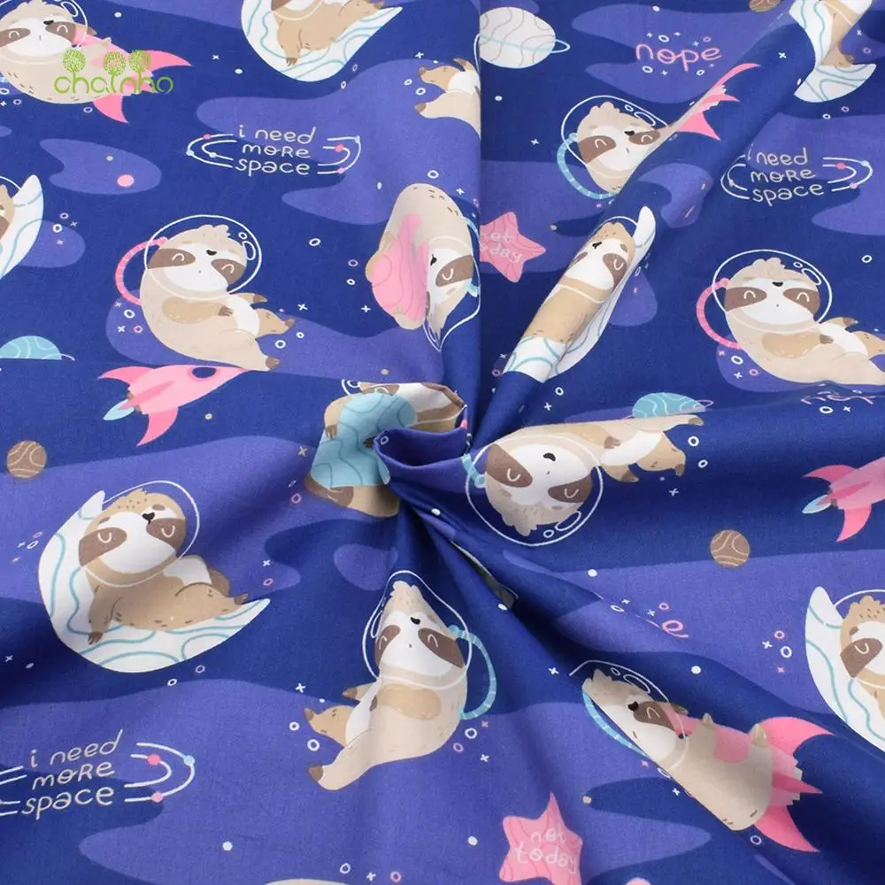 Chainho,Printed Twill Weave Cotton Fabric,Patchwork Cloth,DIY Sewing Quilting Material,Universe & Star,8 Designs,2 Sizes,15C36