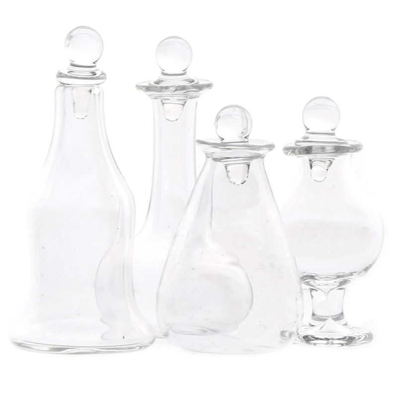 1Pc Miniature Glass Candy Jar Model 1/12 Scale Simulation Food Dessert Can for Dollhouse Decoration Toys Accessories