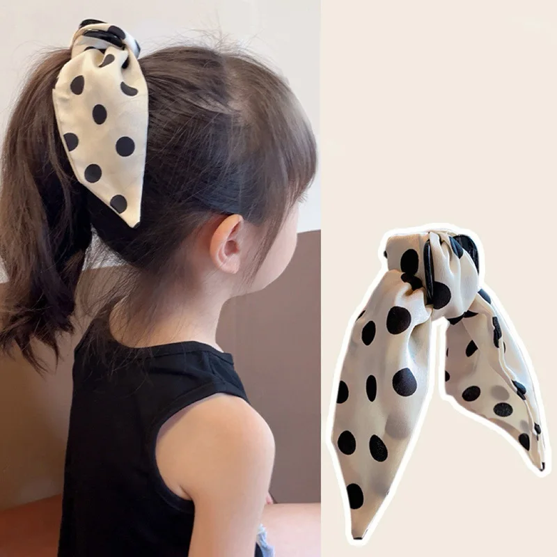 Dot Print Bogen Haar Klaue Für Mädchen Bowknot Headwear Kinder Hohe Pferdeschwanz Haarnadeln Süße Prinzessin Barrettes Kinder Haar Zubehör – Detail 3