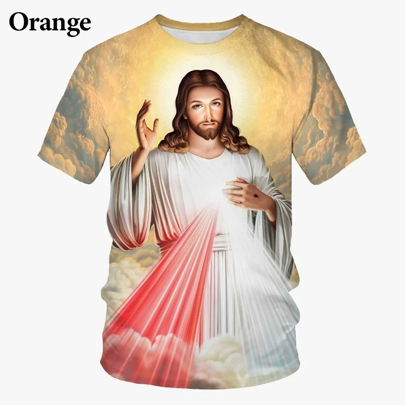 

Летняя новая футболка с 3D принтом Креста Иисуса любит Все христианские моды Модная приталенная футболка для мужчин и женщин