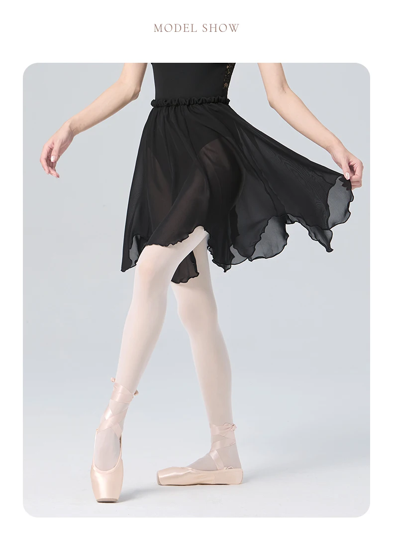 Ballett Tanzrock für Frauen Erwachsene Teen lyrische weiße schwarze Blütenblatt geformte Chiffon Rock Ballerina Tanz Übungs röcke – Detail 7