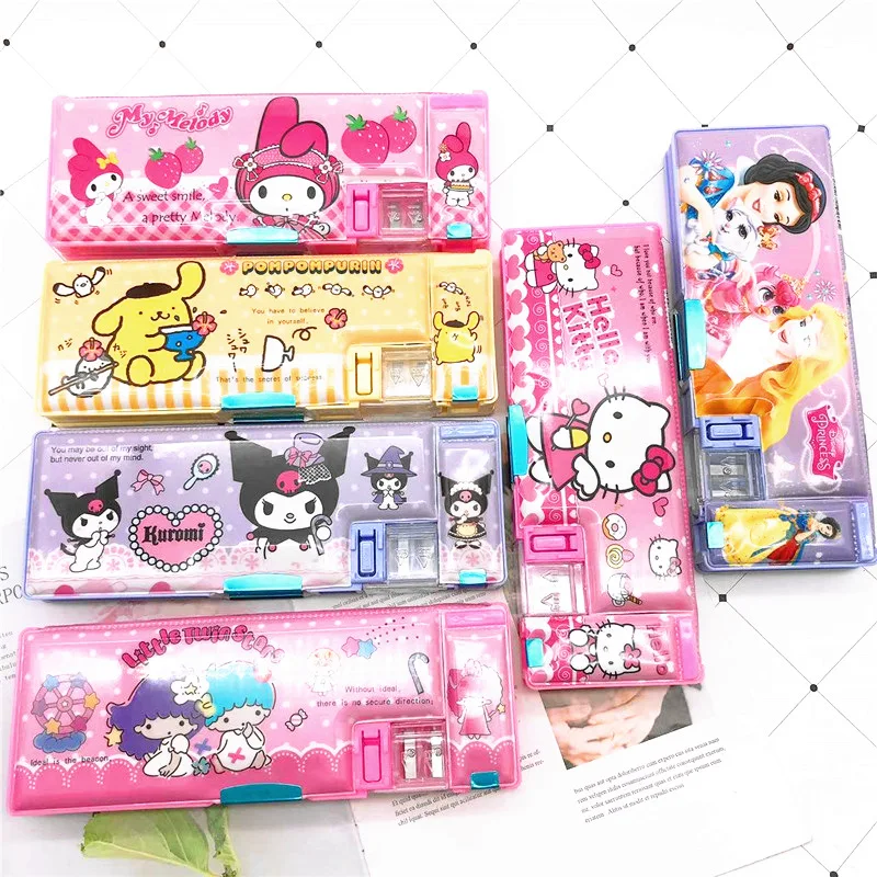 Kawaii Sanrios Anime Melody Cinnamoroll Kuromi Pencil Cases With Pencil