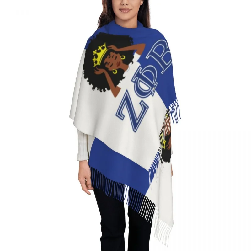 

Ladies Long Zeta Phi Beta Sorority Scarves Women Winter Fall Thick Warm Tassel Shawl Wraps ZOB Greek Letter 1920 Scarf