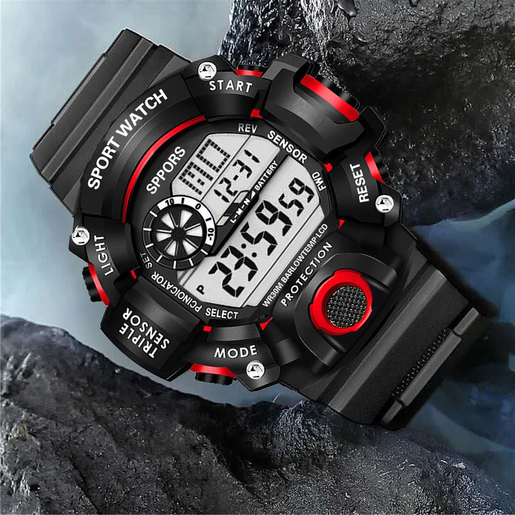 YIKAZE Y73 Men's Watch Digital Sports Electronic Wristwatch Large Dial Multifunctional Waterproof Luminous Alarm Male's Bracelet 4