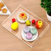Jewelry Display Tray with Handle Large Capacity Smooth Edge Clear Acrylic Storage Tray Earrings Necklaces Jewelry Plate 2