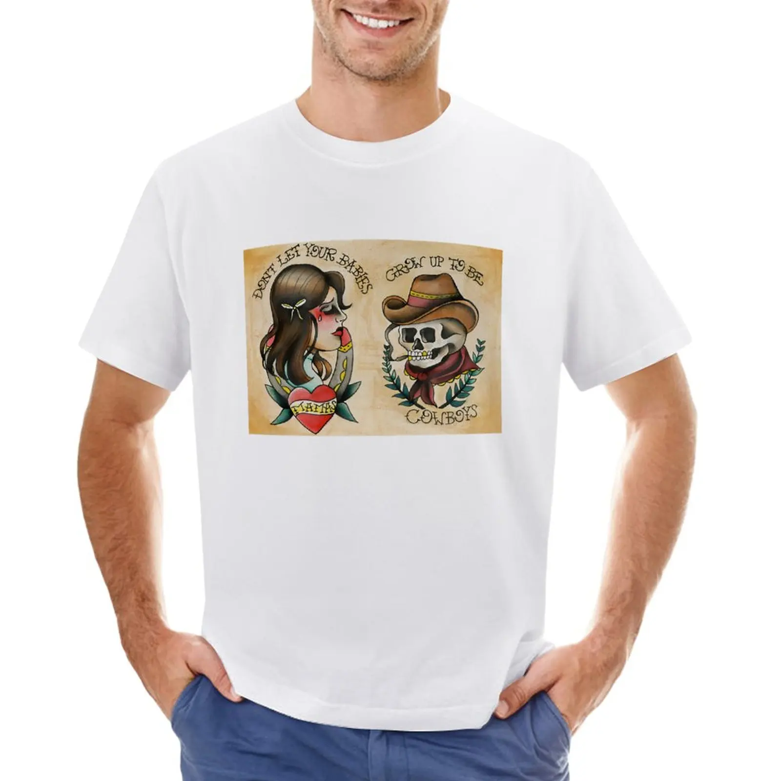 

Mama's Don't Let Your Babies Grow Up To Be Cowboys T-Shirt sweat anime clothes anime mens vintage t shirts