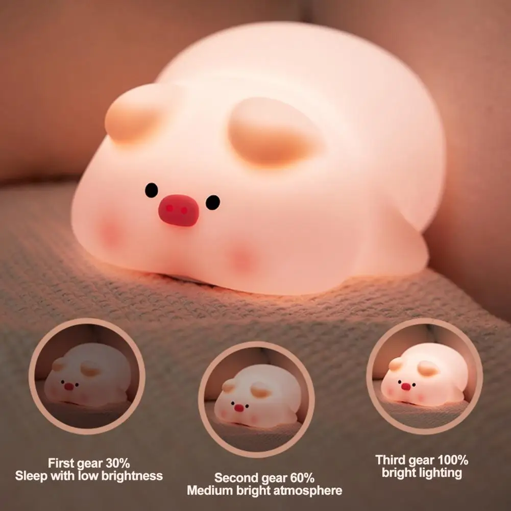 

30-minute Timer Night Light Rechargeable Piggy Night Light with Timer Dimmable Touch Control for Baby Bedside Lamp Decoration