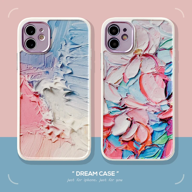 Luxury Original Painting Liquid Silicone Soft Case For Iphone 13 11 Pro X Xr Xs Max 7 8 Plus Se