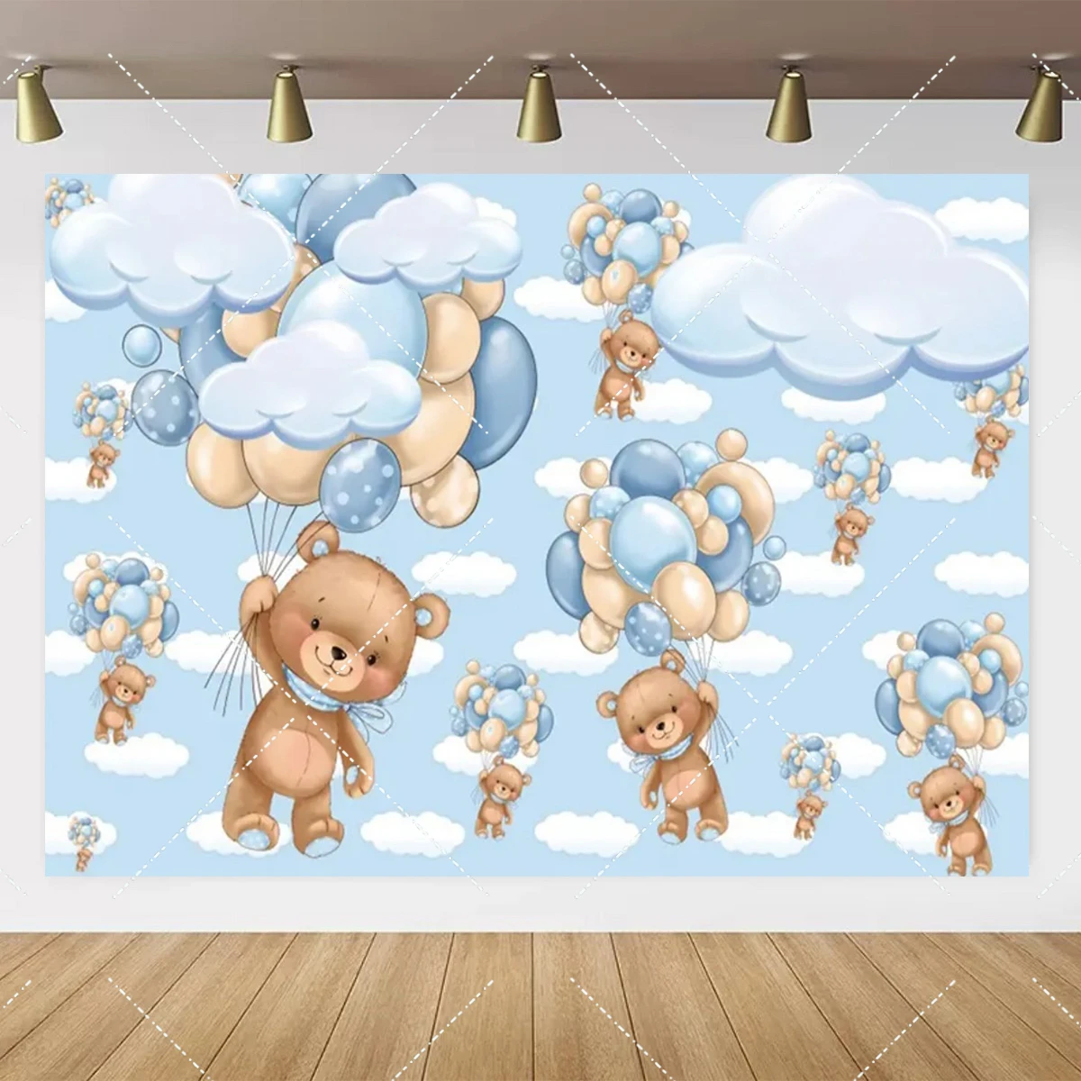Whimsical Teddy Bear Balloon Birthday Backdrop and Decor Set
