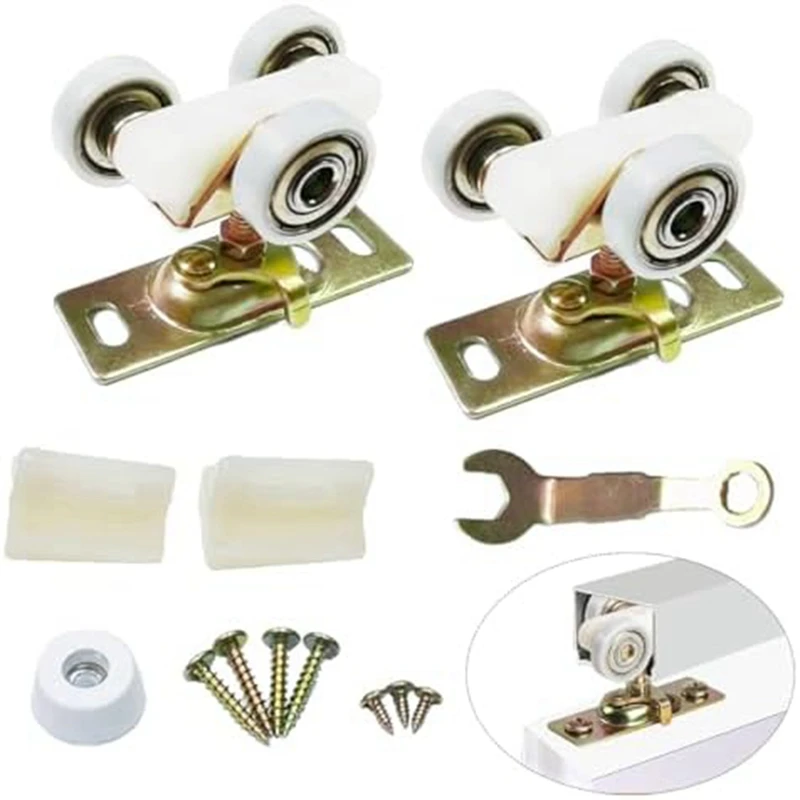 

2 Pack Sliding Pocket Door Hardware Top Hanger Rollers Wheels Assembly Fit Johnson Parts 1125 & 1500 Hardware Kit