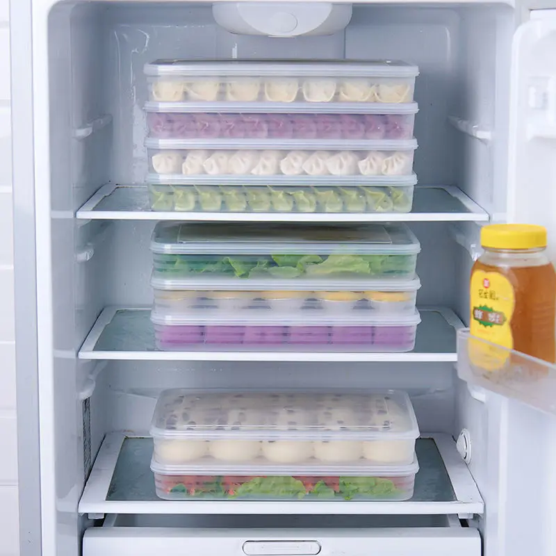2 layer dumpling box refrigerator food container no divide kitchen transparent with cover plastic storage case kitchen storage box,food storage container,food storage box