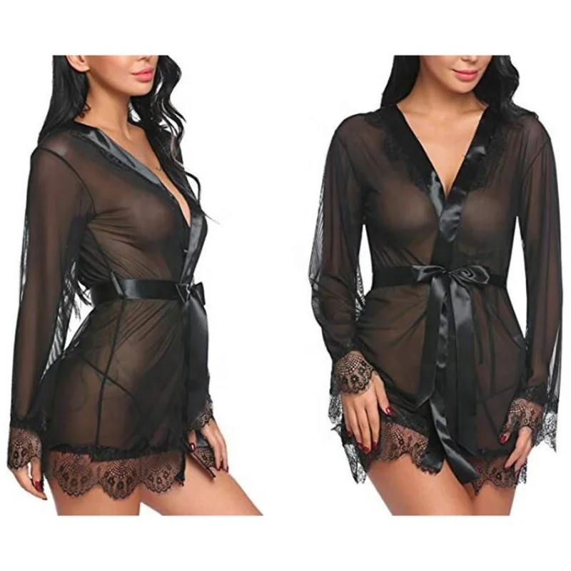 

2022 Newest fashion comfortable perspective lace short pajamas women