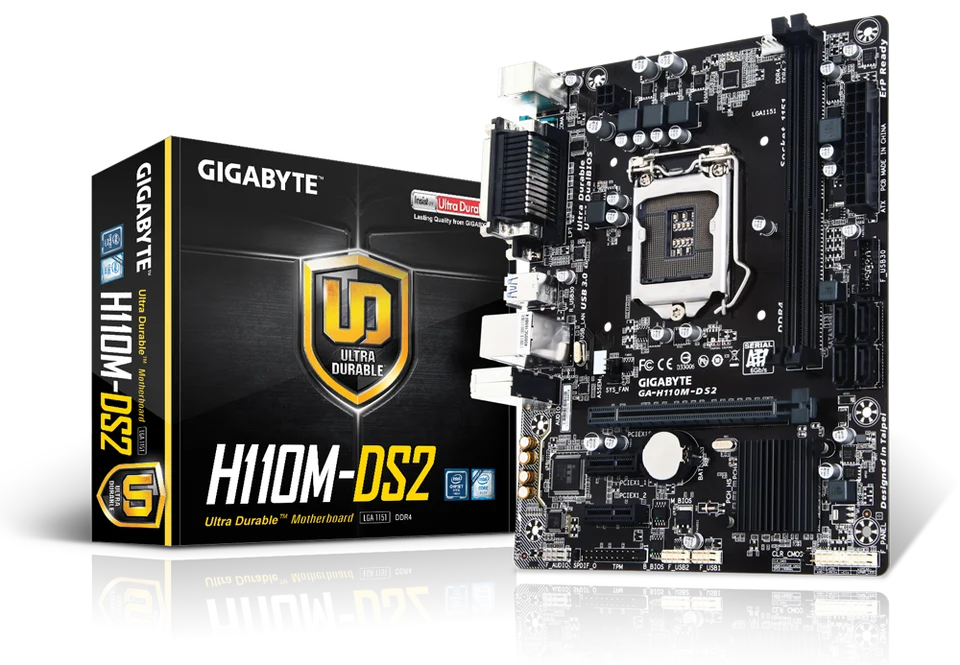 New GIGABYTE GA-H110M-DS2 DDR3 Motherboard H110 LGA 1151 i3 i5 i7 - Main Image
