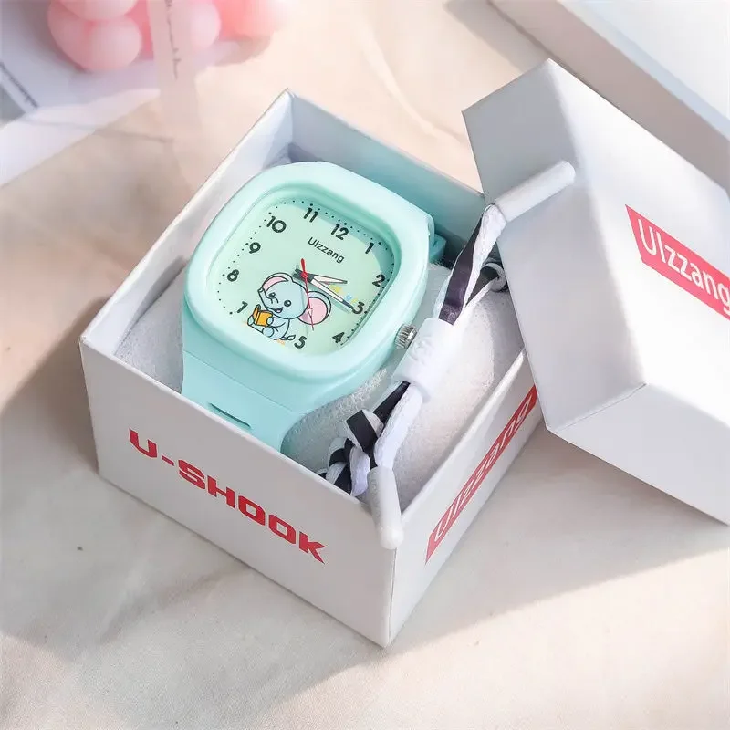 2024 Without box Cute Silicone Popular Watch Trend Style Luminous Sports Student Square Strap High Aesthetic Watch 5