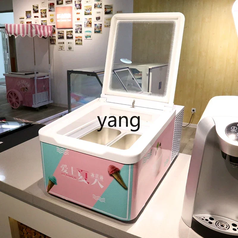 Yjq Small Ice Cream Stall Freezing Display Cabinet Desktop Commercial Table Freezer