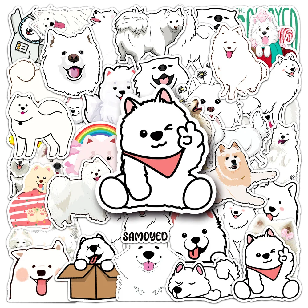 

10/30/50PCS New DIY Samoyed Animal Cartoon Personality Creative Computer Table Car Chair Decoration Waterproof Sticker Wholesale