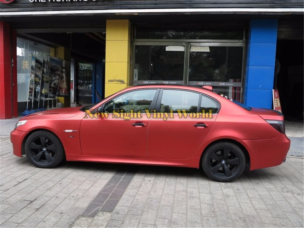 Fule Satin Matte Chrome Metallic Red Vinyl Film Wrap Car Sticker Bubble  Free 30*150cm 