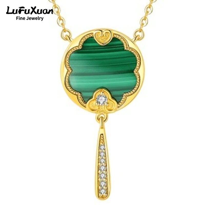

LuFuXuan Sterling Silver s925 Malachite Zircon Necklace is Fashionable Court Style New Year's Gift