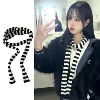 HOT Narrow Long Knitted Scarf Black White Striped Harajuku Women Scarves Punk Choker Women Warm Neck Scarves Shawl Neckerchief