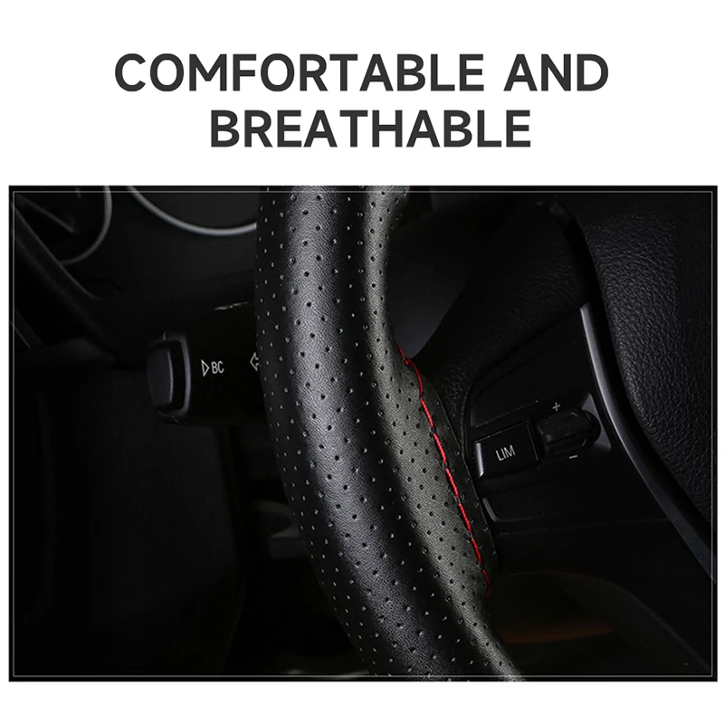 Steering Wheel Cover SEAMETAL Genuine Leather 37-38cm Anti-Slip
