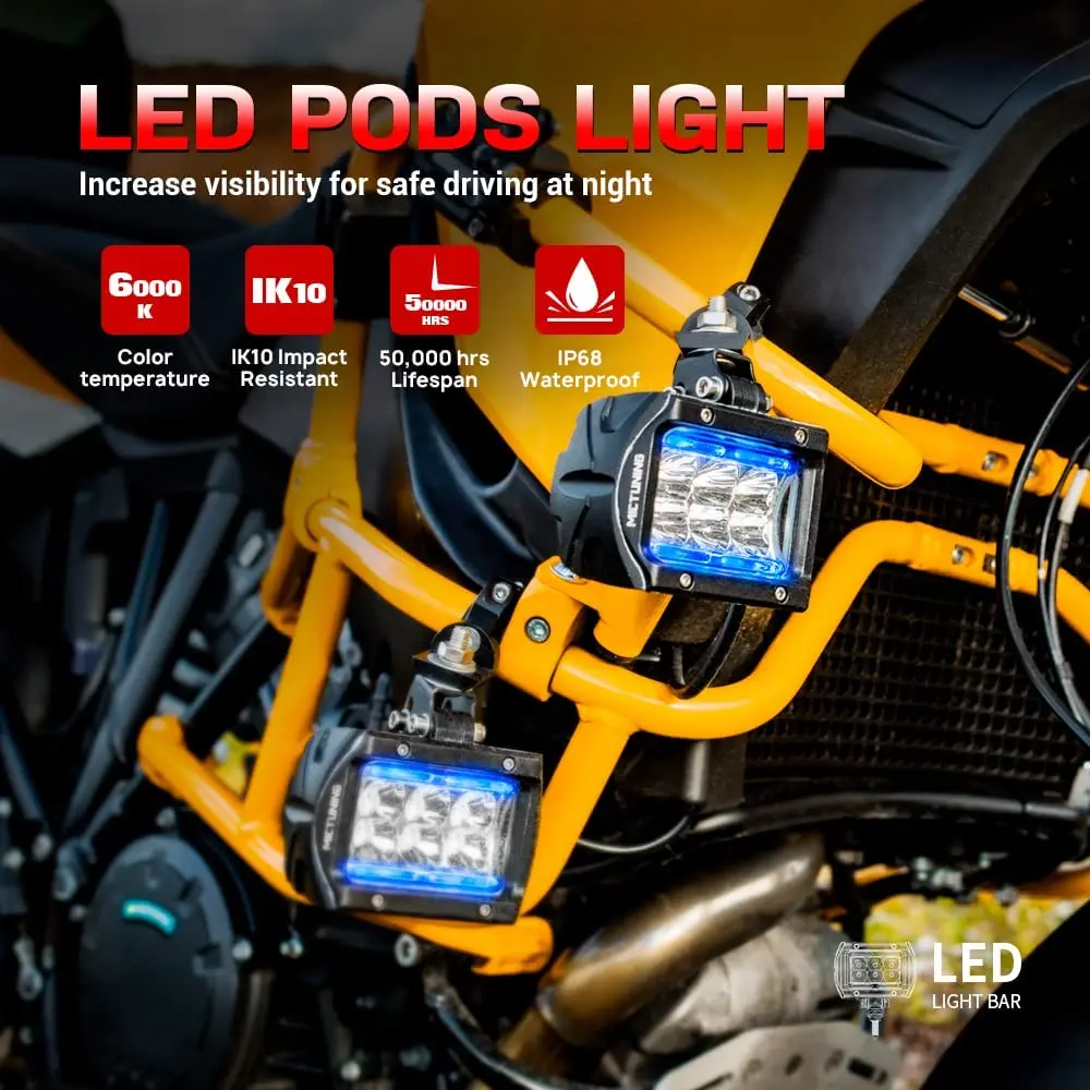 2pcs K1 4" 18W Spot Flood Led Light Bar Ice Blue LED Work Lights Beam LED Driving Fog Light For Jeep ATV UTV SUV Truck car led light work light led light bar