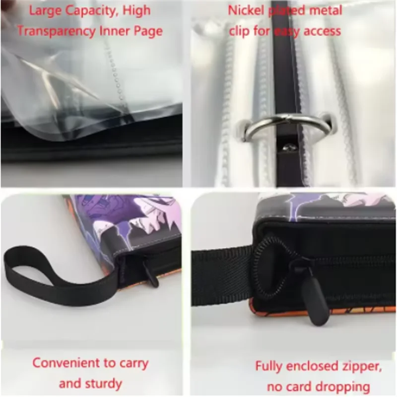 400/900장 축구 스타 호날두 메시 음바페 카드 앨범 북 폴더 4/9 TCG 카드 슬롯 컬렉션 지퍼 카드 바인더 홀더